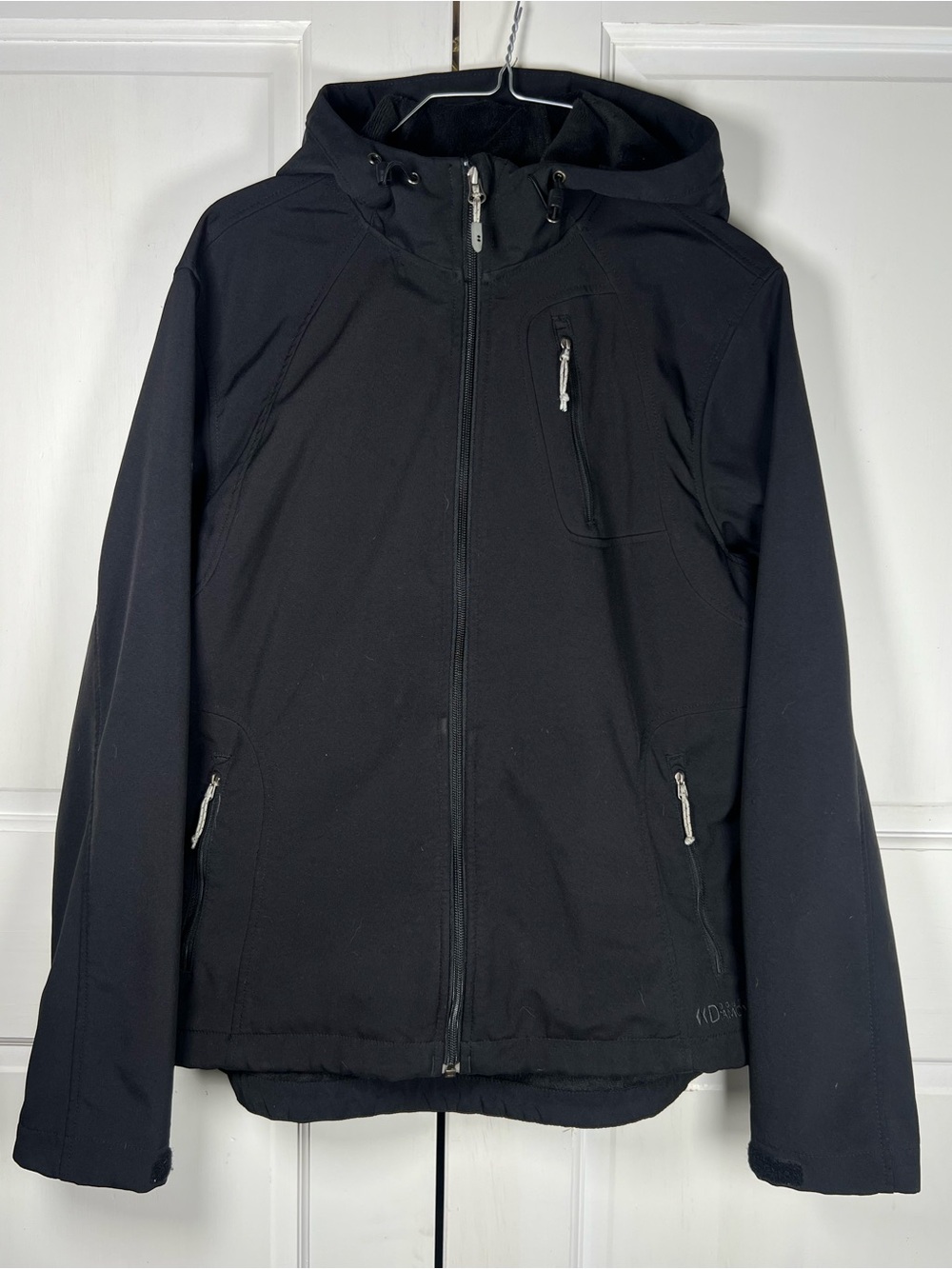 Double Diamond Jacket Womens Black Full Zip Soft Shell Outdoors Sz Large